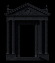 Obraz premium Black portico. Architectural elements of the classic building facade. 3D rendering
