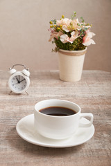 remote work at the computer with a Cup of fragrant coffee