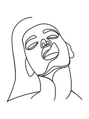 Abstract simple woman face. Line drawing. - Vector illustration.