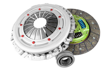Car repair kit clutch manual gearbox isolated on a white background. Car and truck clutch disk....