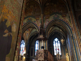 Fototapeta na wymiar Interior of a Bohemian church at Vysehrad Park