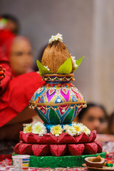 Indian wedding ceremony : decorative coper kalash