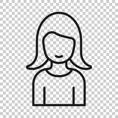 Woman face icon in flat style. People vector illustration on white background. Partnership business concept.