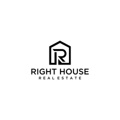 Creative Modern House Real Estate with R sign Logo design