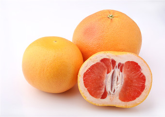 Ripe grapefruit, shot on a white background, isolated