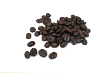 roasted coffee beans isolated in white background