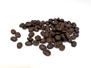 roasted coffee beans isolated in white background