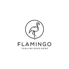 Creative modern minimalist flamingo bird logo template.