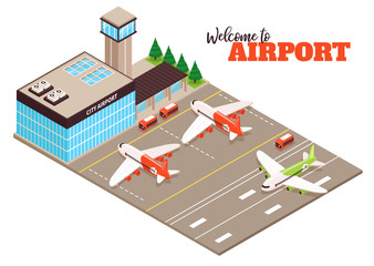 Airport Runway Isometric View