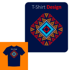 Ethnic boho ornament. Positive pattern on the t-shirt. Vector illustration for web design or print.