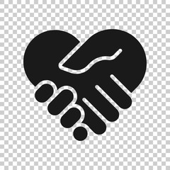 Handshake icon in flat style. Partnership deal vector illustration on white isolated background. Agreement business concept.