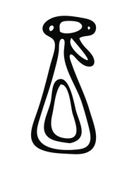 Hand drawn vector illustration with glass, window cleaner or other detergent . Isolated on white background illustration with a hygienic theme for flyers, banners, booklets and other printed material