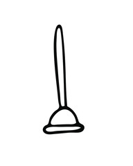 Hand drawn vector illustration on hygiene topics with toilet plunger. Isolated image on white background for flyers, banners and other printed materials.