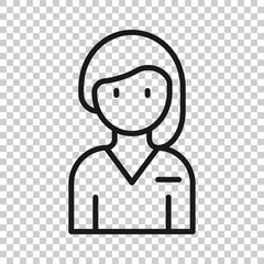 Woman face icon in flat style. People vector illustration on white background. Partnership business concept.