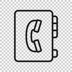 Address phone book icon in flat style. Telephone notebook vector illustration on white isolated background. Hotline contact business concept.