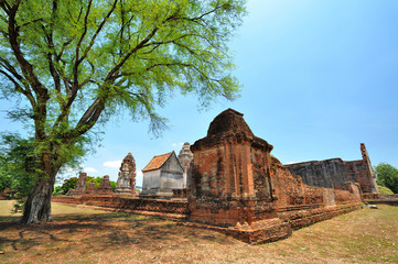 Ancient pagoda architecture  Wat Pra Sri Ratana Mahatat  in Lopburi Thailand