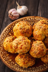 Homemade cheese and garlic biscuits.