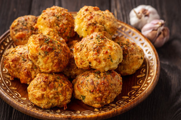 Homemade cheese and garlic biscuits.