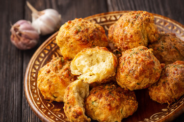 Homemade cheese and garlic biscuits.