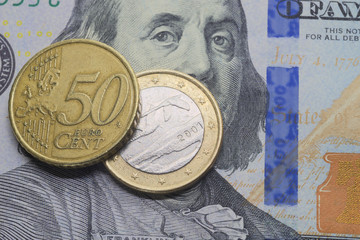 euro banknotes and coins