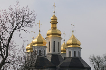 Fototapeta na wymiar golden domes of orthodox church