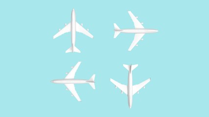 3D rendering of jumbo jet multiple directions fly journey flight on ground
