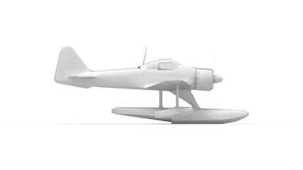 3D rendering of a world war two airplane fighter water landing isolated