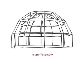 vector sketch of individual spherical domed house