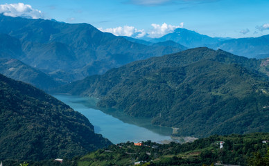 Fototapeta na wymiar Taiwan mountain area and lake in day time