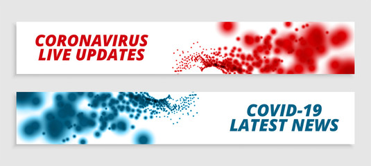 set of coronavirus latest news and updates banners