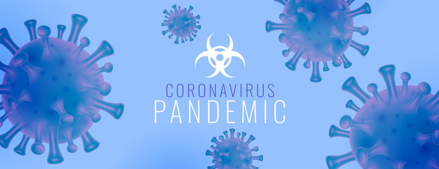 coronavirus pandemic banner with virus cells design