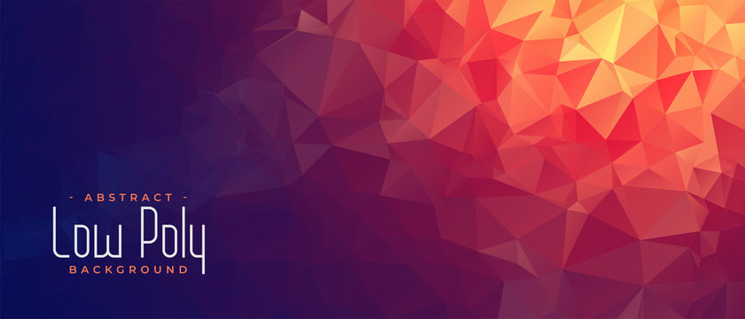 Abstract Low Poly Banner With Orange Light Shade