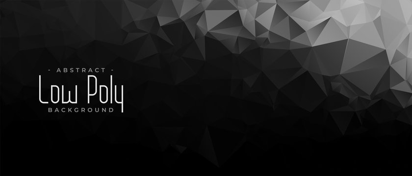 black and dark low poly abstract geometric banner