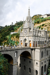 Obraz premium Ipiales, Columbia, december 2018 A basilica church located in the southern Colombian , and is built inside the canyon of the Guáitara River. famous gothic catholic cathedral in colombia