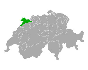 Fototapeta premium Karte von Jura in Schweiz