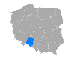 Fototapeta premium Karte von Opolskie in Polen