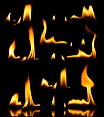 Fire on a black background