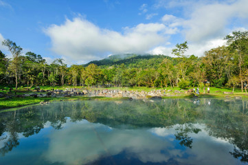 Natural environment hot spring at Jaeson National Park in Lampang, Thailand