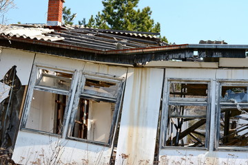 Old deserted wooden farm house.