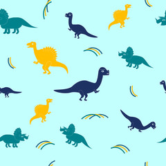 Seamless pattern with colorful dinosaurus.