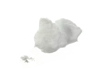White snow isolated on pure white background. Pile of white snow on a white background.