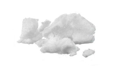 White snow isolated on pure white background. Pile of white snow on a white background.