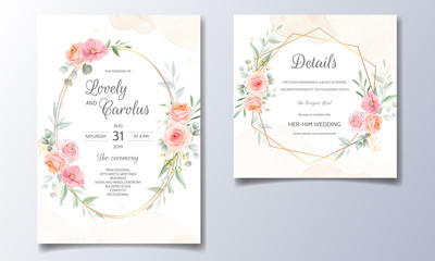 Fototapeta na wymiar Elegant wedding invitation with floral frame