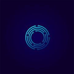 Vector Letter O logo design concept, Technology and digital abstract dot connection cross. vector illustration
