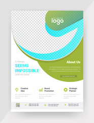 Green Color Unique Style & Creative shape Based Flyer Design Template