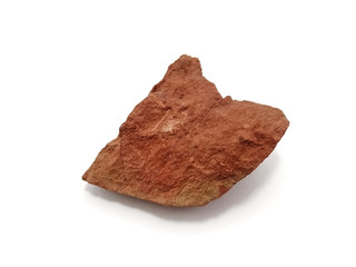 Red shale  specimen (Sedimentary Rock) isolated on white background.