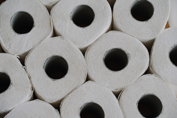 close up macro view toilet paper roll