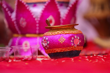 Indian wedding ceremony : decorative coper kalash