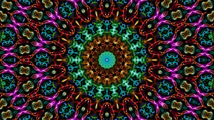 Fototapeta na wymiar Abstract Colorful Kaleidoscope Background. Unique Multicolor Kaleidoscope Texture Design