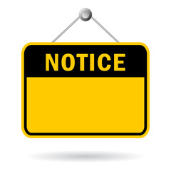 Blank security notice yellow board